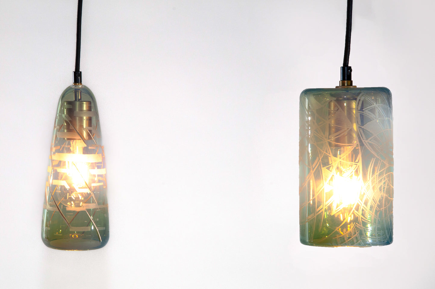 Teardrop and Drum Pendants in Metallic Blue